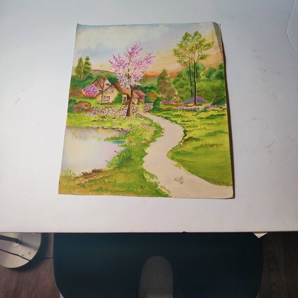 Watercolor Spring Landscape, bright pastels. Signed by Artist Esther "49 - Picture 11 of 11